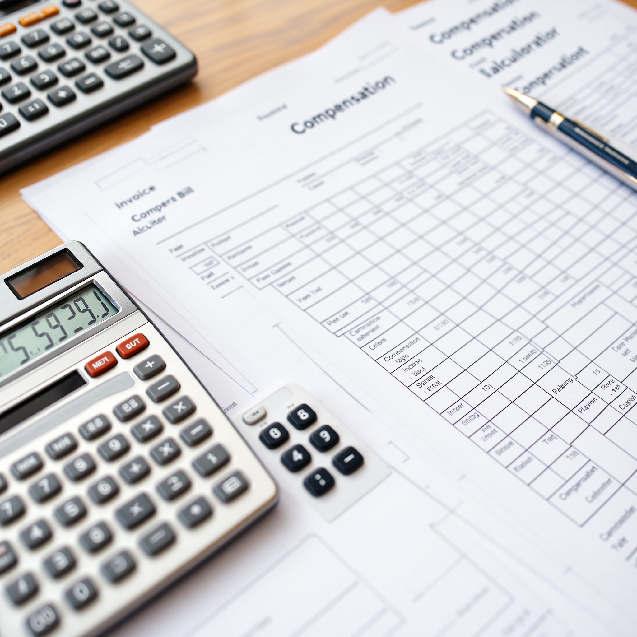 Financial calculation and compensation assessment documents