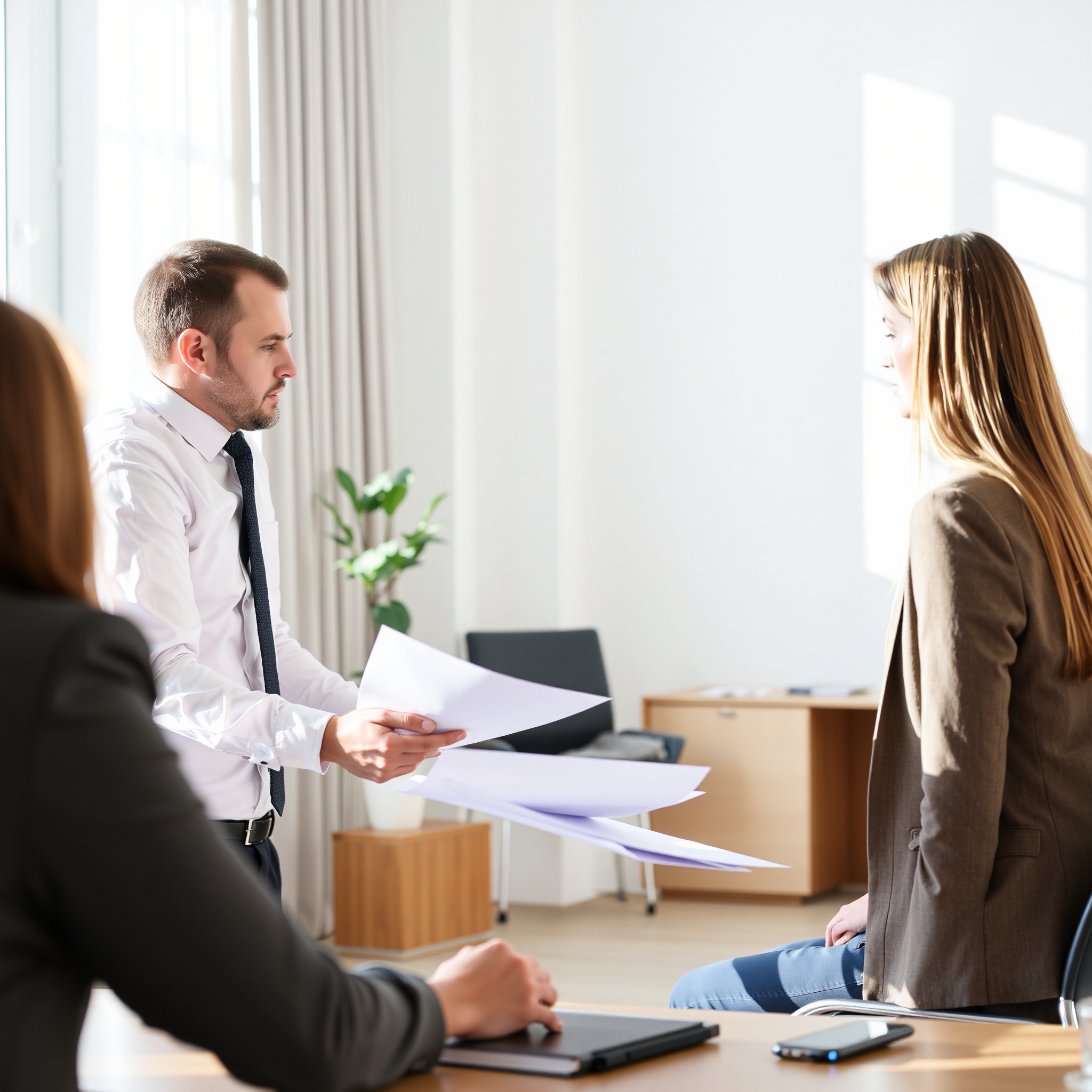 Legal professional explaining accident liability determination process with documentation